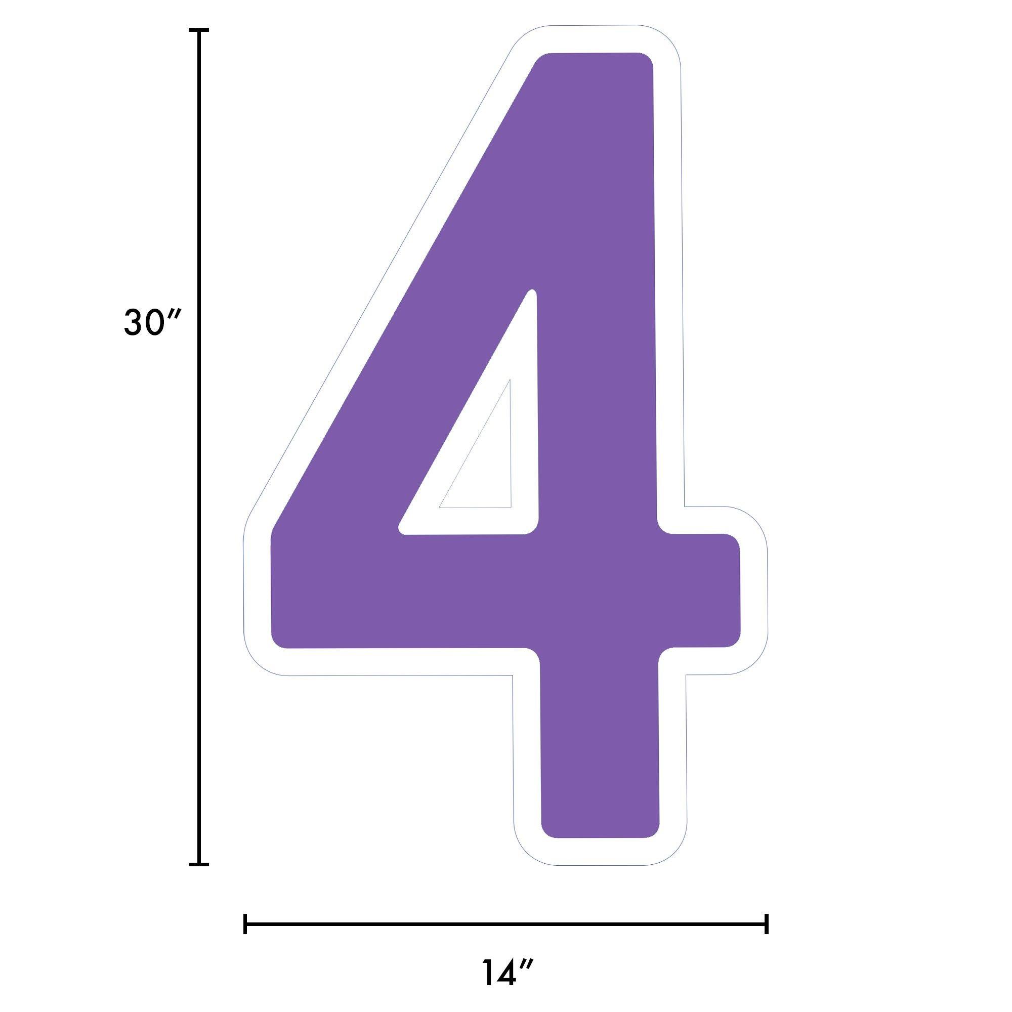 Purple Number (4) Corrugated Plastic Yard Sign, 30in